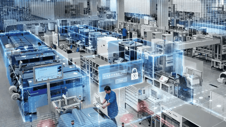 High-tech manufacturing environment with automation