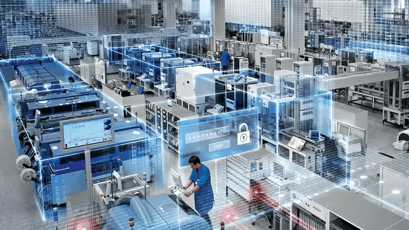 High-tech manufacturing environment with automation